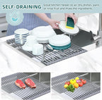 Ohuhu Dish Drying Rack Over The Sink, Roll Up Sink Rack 20.5" W x 13.1" L - Image 2