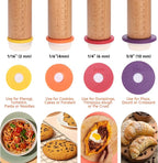 Wooden Rolling Pin with Thickness Rings and Pastry Baking Mat, Pie Crusts - Image 4