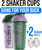 VELOMIX -2 Pack- 28 oz Protein Shaker Bottles - Image 2