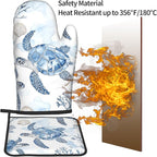 Navy Blue Ocean Sea Turtle Oven Mitts and Pot Holders Sets of 2 Summer Gift - Image 5