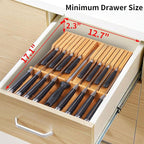 Utoplike In-drawer Knife Block Bamboo Kitchen Knife Drawer Organizer Large - Image 7
