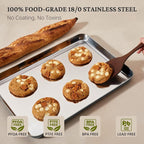 BRONYPRO Stainless Steel Baking Sheet Pan Set of 3, Cookie Sheets 9/12/16 In - Image 3