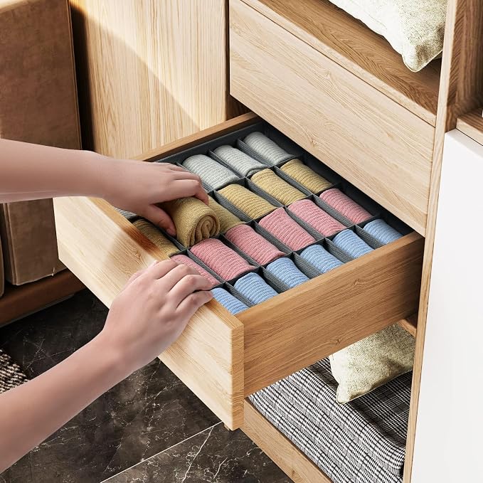 Joyoldelf Sock Drawer Organizer Divider 2 Packs Underwear Organizer, 24 Cell - Image 3