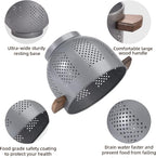 Metal Colander with Wood Handle and Stable Base, Powder Coated Steel Kitchen - Image 5