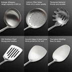 Izurok 18/10 Stainless Steel Kitchen Utensils Set, 10 Piece Cooking Utensils - Image 3
