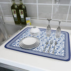 Blue Floral Branches Dish Drying Mat - Image 6