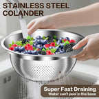 Stainless Steel Colander for Kitchen, Stainless Steel Strainer, Pasta Strainer - Image 7