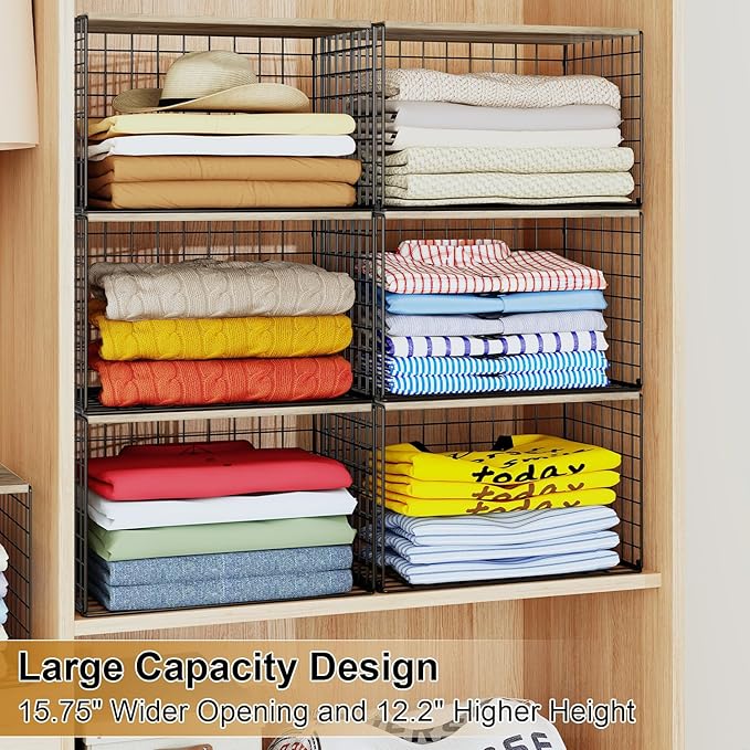 4PCS Wider Closet Organizers and Storage, Stackable Closet Shelf Organizer - Image 4