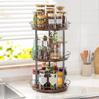 LAMU 10'' Lazy Susan Turntable Organizer, 3 Tier Round Rotating Spice Rack - Image 2
