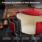 Zulay Kitchen 7.7 Quart Enameled Cast Iron Dutch Oven Pot - Image 5
