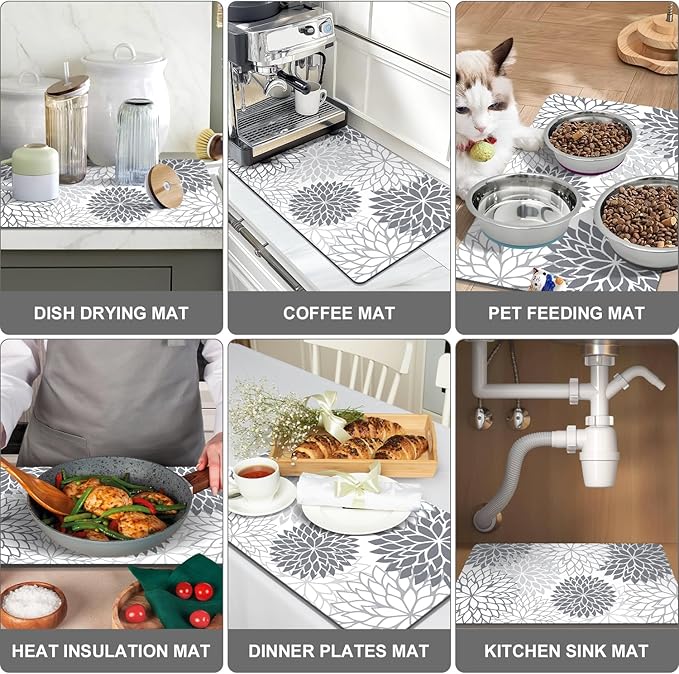 Findosom 2PCS 12" x 20" Dish Drying Mat & 24" x 5.5" Sink Splash Guard - Image 7
