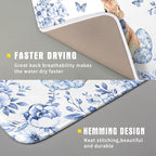 Vintage Microfiber Dish Drying Mat Blue Easter Floral Kitchen Drying Mats - Image 3