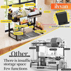 ilvvan Over Sink Dish Drying Rack Snap-On Design Large Dish Drainer Storage - Image 5