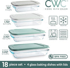 COOK WITH COLOR 8-Piece Deep Glass Baking Dish Set with Plastic Lids – - Image 3