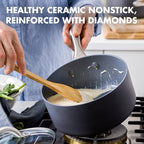 GreenPan Lima Hard Anodized Healthy Ceramic Nonstick 1QT and 2QT Saucepan Pot - Image 3