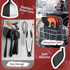 Silicone Cooking Utensils Set of 10, Leonyo Black Kitchen Utensils Set - Image 3