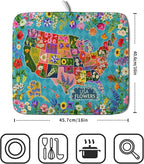 Flower Map Dish Drying Mat American Floral Decoration Coffee Mat - Image 2