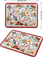 Large Microfiber Dish Drying Mat Red Floral Absorbent Drying Pad - Image 2