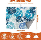 Blue Floral Dish Drying Mat for Kitchen Counter Microfiber Absorbent Dish - Image 2