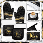 Bencailor 12 Pcs Marble Kitchen Decor and Accessories Sets 4 Black and Gold - Image 6