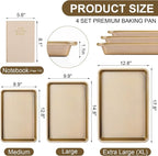4 Pieces Bakeware Set | 3 Baking Pans & 1 Recipe Notebook Combo | Nonstick - Image 5