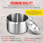 Stainless Steel Stockpot with Lid 5 Quart, Durable 18/8 Stainless Steel - Image 6