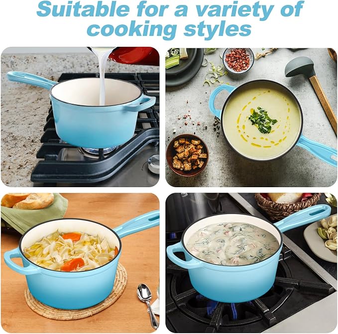 HaSteeL 1 QT Cast Iron Enamel Saucepan - Image 7