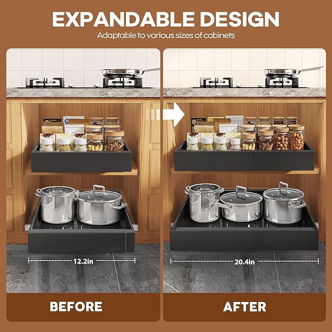 Seinloes 2 Pack Expandable Pull Out Cabinet Organizer 16.5"Deep - Image 3