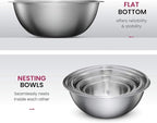 FineDine Stainless Steel Mixing Bowls Set, Dishwasher Safe, 6 Piece Metal - Image 4