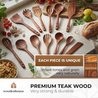 Wooden Spoons for Cooking – 13 Pcs Premium Teak Wooden Utensil Set - Image 2