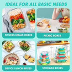 VERONES 30 Pieces Glass Meal Prep Containers Set, Stackable Glass Food Storage - Image 6