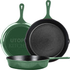Utopia Kitchen Cast iron Skillets 3 Piece Set, Chefs Pan, Pre Seasoned Cast by UTOPIAKITCHEN