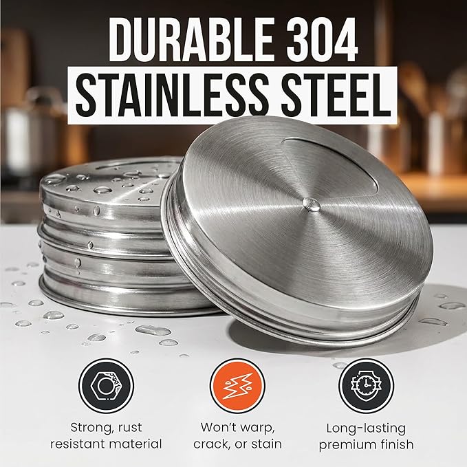 Mason Jar Shaker Lids Stainless Steel – Adjustable Spice & Seasoning Dispenser - Image 4