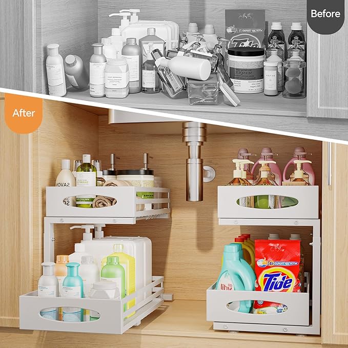 Under Sink Organizer, 2 Tier Under Sink Organizers and Storage, Adjustable - Image 3