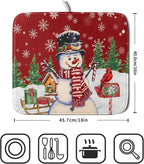Winter Snowman Dish Drying Mat Red Bird Microfiber Dish Pad 16x18 Inch - Image 2