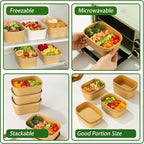 50-Pack 35oz Disposable Kraft Paper Bowls【with Lids and Forks】, Large Meal Prep - Image 7
