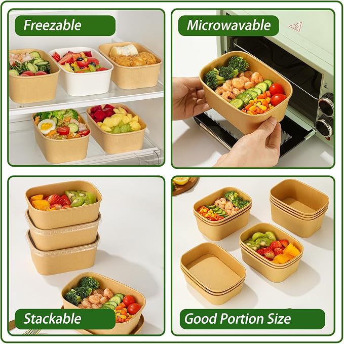 DI QIU REN 50-Pack 22oz Paper Bowls, Disposable Food Containers - Image 3