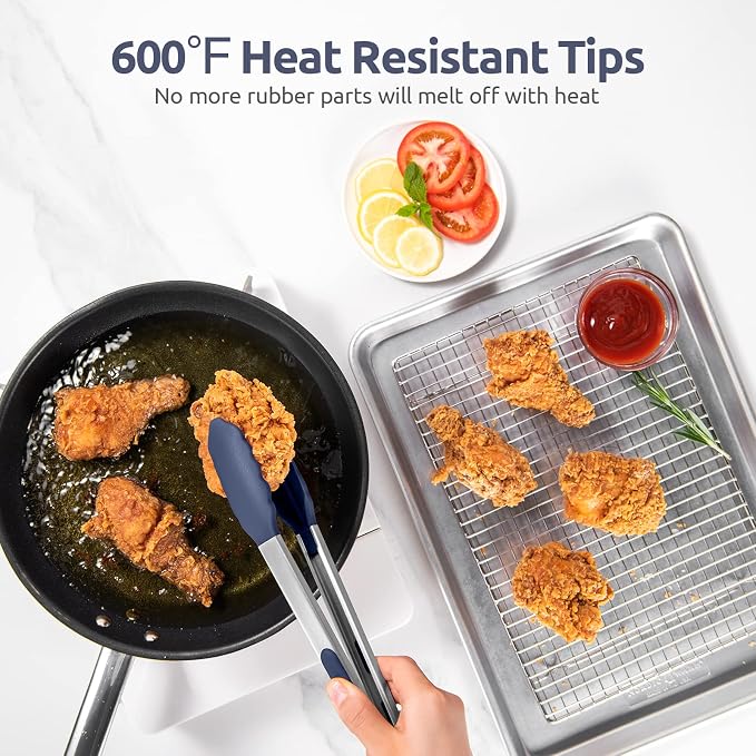 600ºF Heat Resistant Kitchen Tongs: U-Taste 12 inch Large Silicone Cooking Tong - Image 3