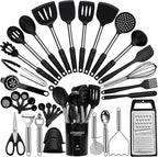 Large Cooking Utensils Set, Stainless Steel Handle Spatula Set, Heat Resistant by Fyvva