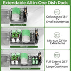 Large Dish Drying Rack, Expandable Dish Rack, Stainless Steel Anti-Rust Dish - Image 2