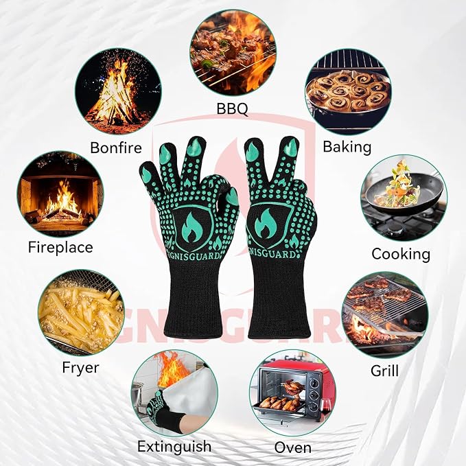 BBQ & Grill Gloves, Oven Gloves, 1472°F Silicone Oven Mitts Heat Resistant - Image 8