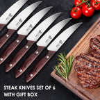 DDF iohEF Steak Knives Set of 6, Non-serrated Steak Knife 4.5 Inch High Carbon - Image 6