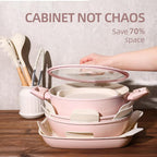 BECIGAR 23pcs Ceramic Pots and Pans Set, Nonstick Detachable Handle Cookware - Image 3