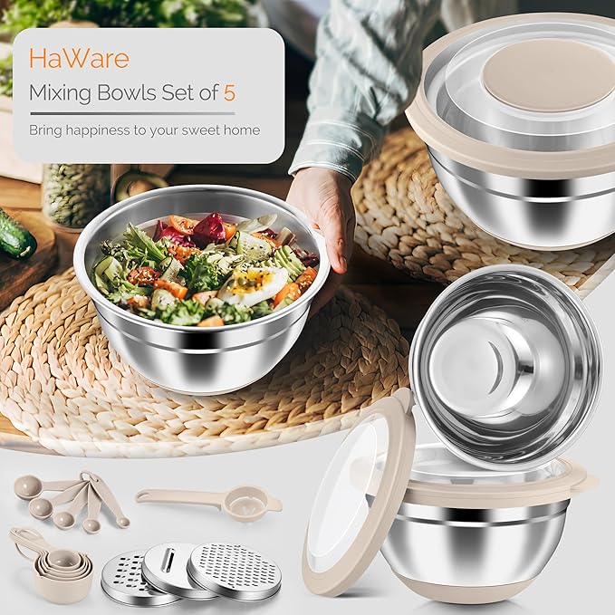 HaWare Mixing Bowls, 24-Piece Stainless Steel Salad Serving Bowl - Image 7