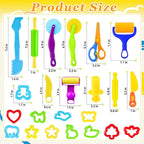 Dough Tools Play Set for Kids, Rolling Pins, Safety Scissors, Plastic Knife - Image 2