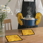 Honeycomb Oven Mitts and Pot Holders Set, Bee Kitchen Decor Heat Resistant Non - Image 7