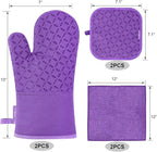KEGOUU Oven Mitts and Pot Holders 6pcs Set, Kitchen Oven Glove High Heat - Image 2