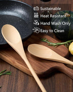 MORGLES 12 Pcs Wooden Spoons for Cooking, 12 Inches Soup Spoons for Eating - Image 5