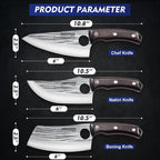 Topfeel 3PCS Butcher Knife Set Hand Forged chef knife Boning Knife, High Carbon - Image 6