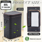 2 Pack 21 Gallon Bamboo Slim Trash Can - Image 2